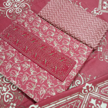 Shimti Pure Cotton Embroidered Salwar Suit Material – Red