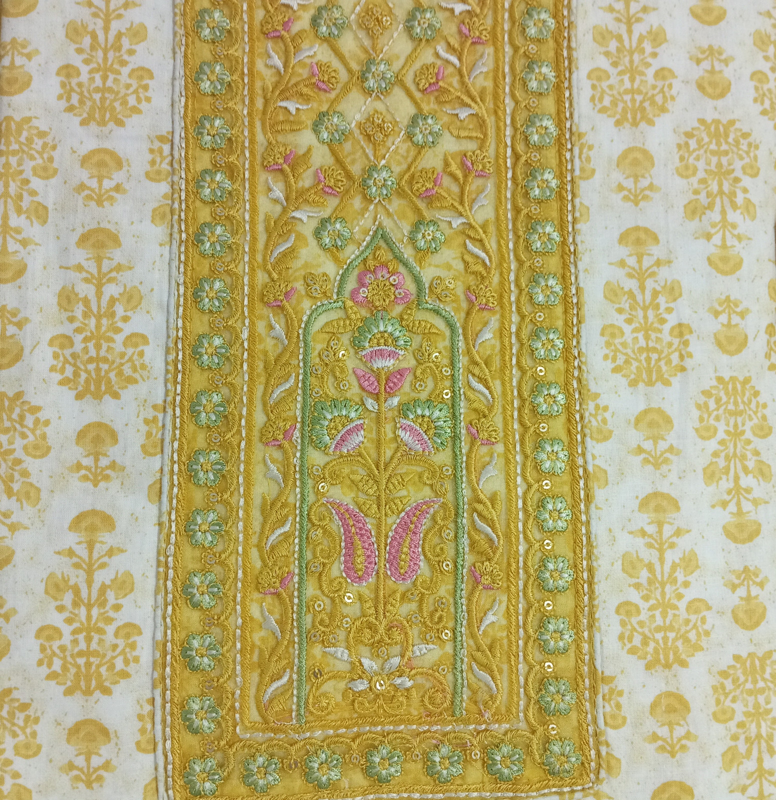 Shimti Pure Cotton Embroidered Salwar Suit Material – Yellow – view 5