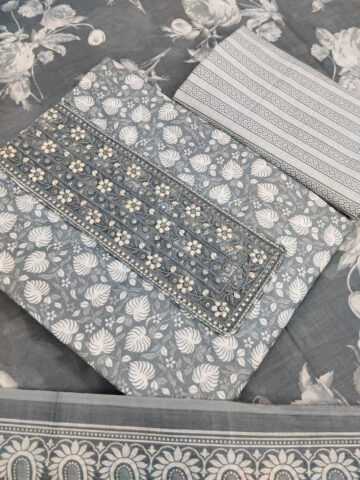 Shimti Pure Cotton Printed Salwar Suit Material – Grey