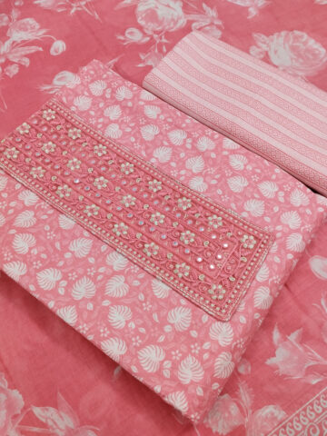 Shimti Pure Cotton Printed Salwar Suit Material – Pink