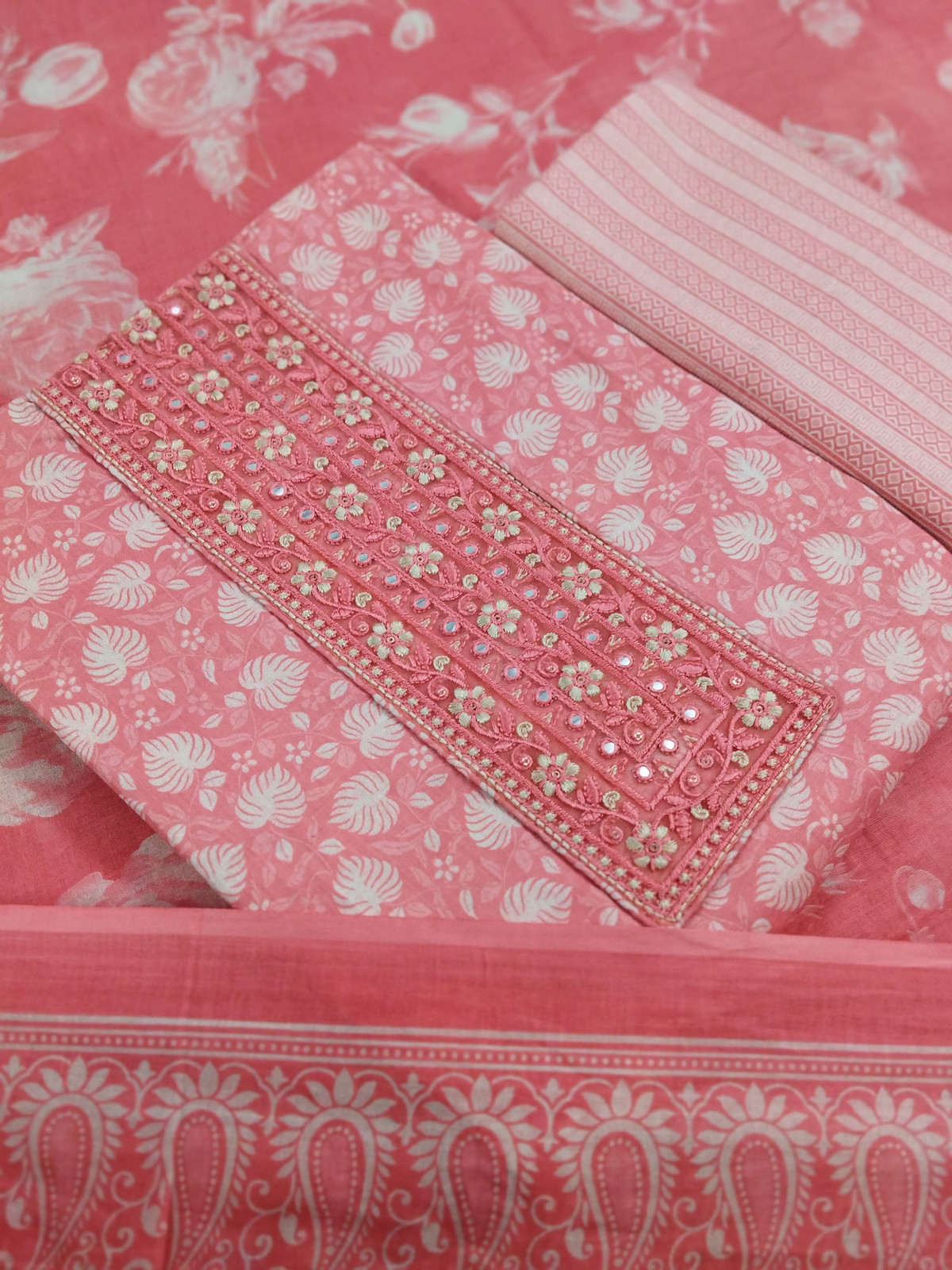 Shimti Pure Cotton Printed Salwar Suit Material – Pink – view 2