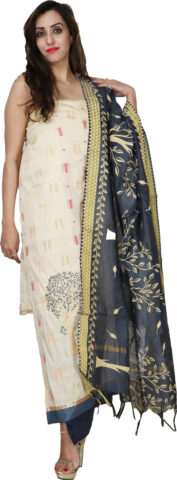 Shimti Satin Embroidered Salwar Suit Material – Multicolor
