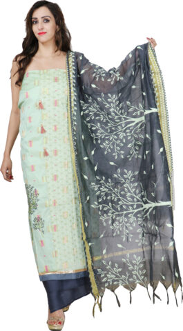 Shimti Satin Embroidered Salwar Suit Material – Multicolor