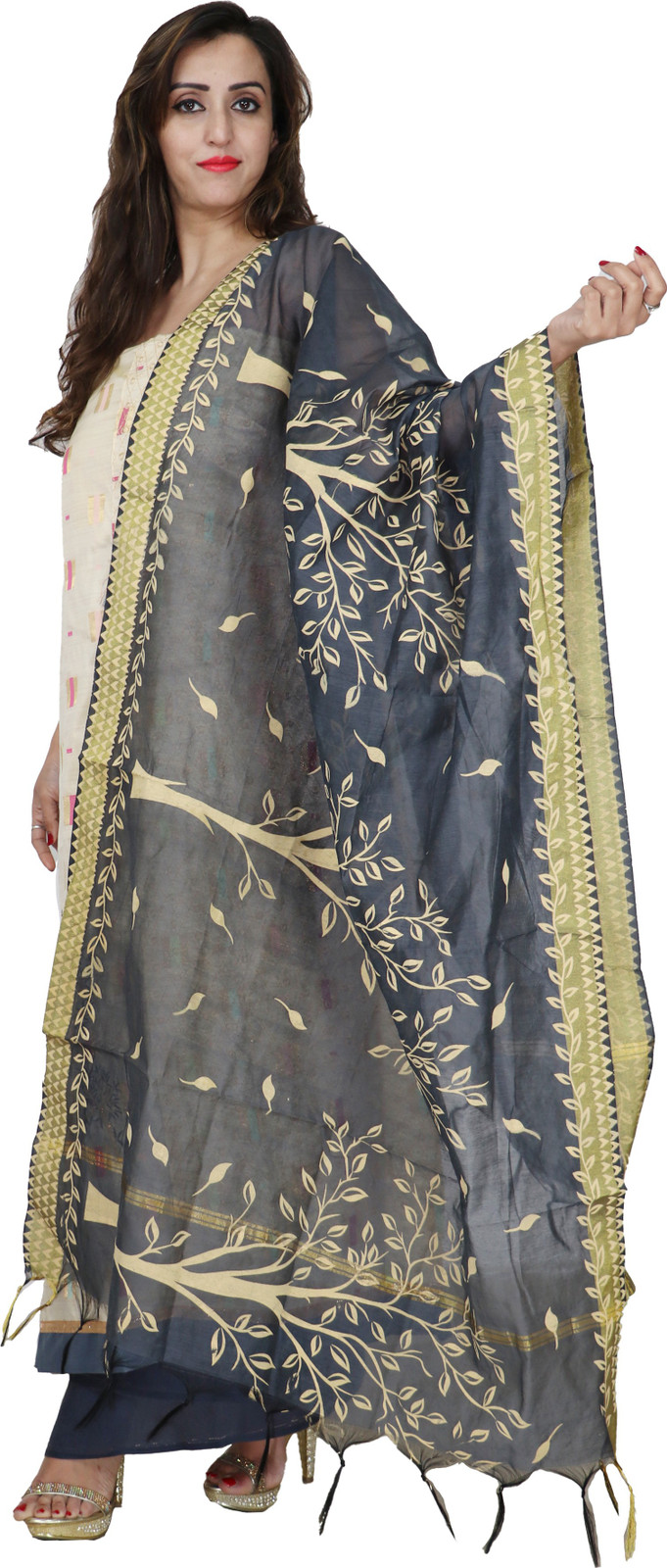 Shimti Satin Embroidered Salwar Suit Material – Multicolor – view 3