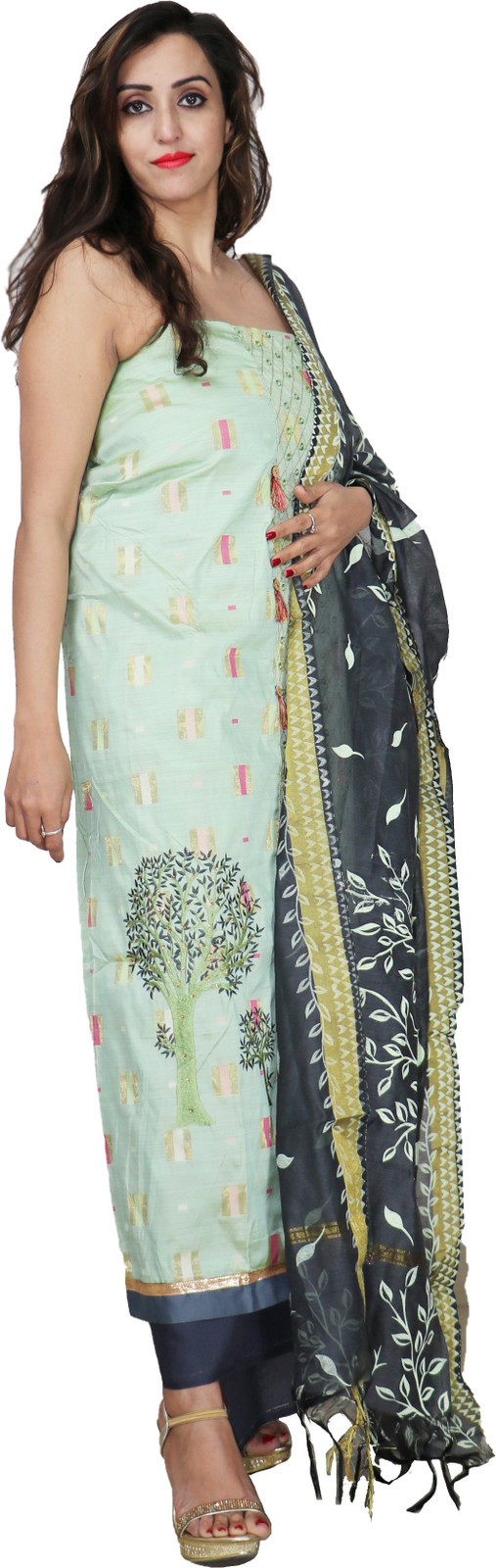 Shimti Satin Embroidered Salwar Suit Material – Multicolor – view 3