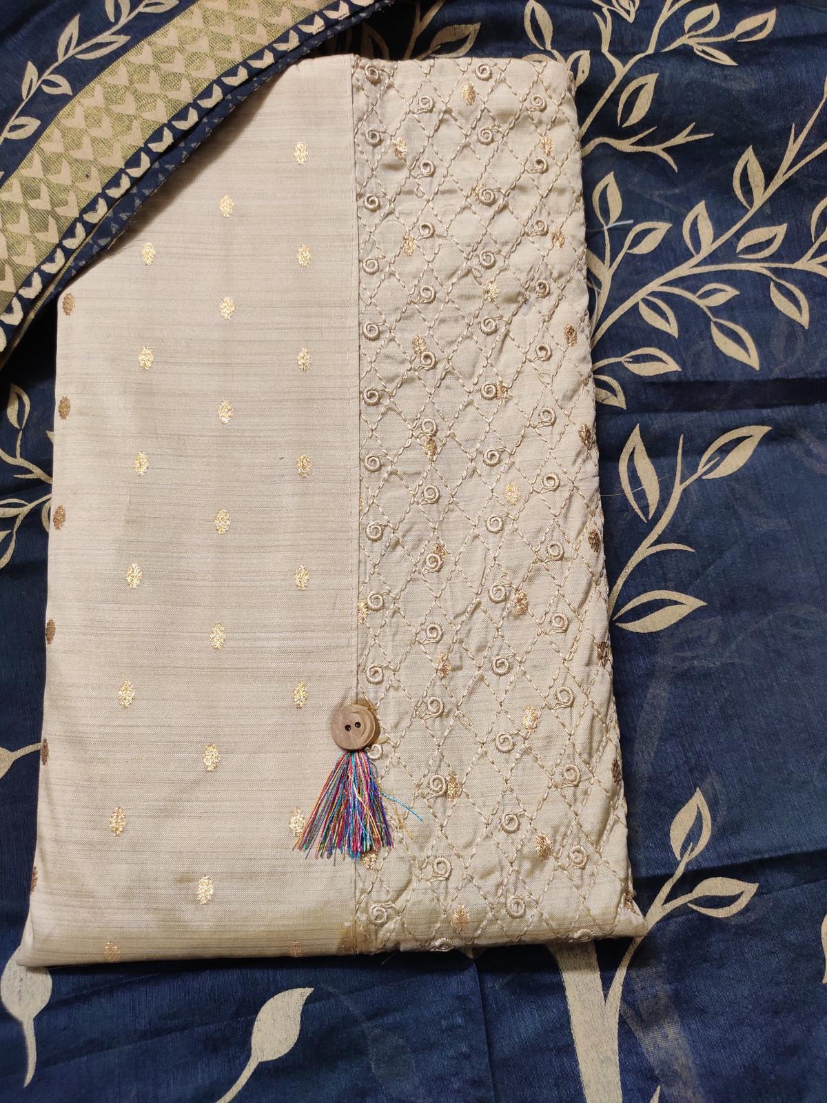 Shimti Satin Embroidered Suit Fabric () – Gold – view 2