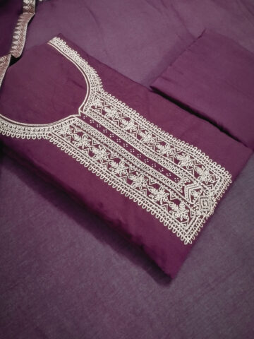Shimti Silk Blend Embroidered Salwar Suit Material () – Purple