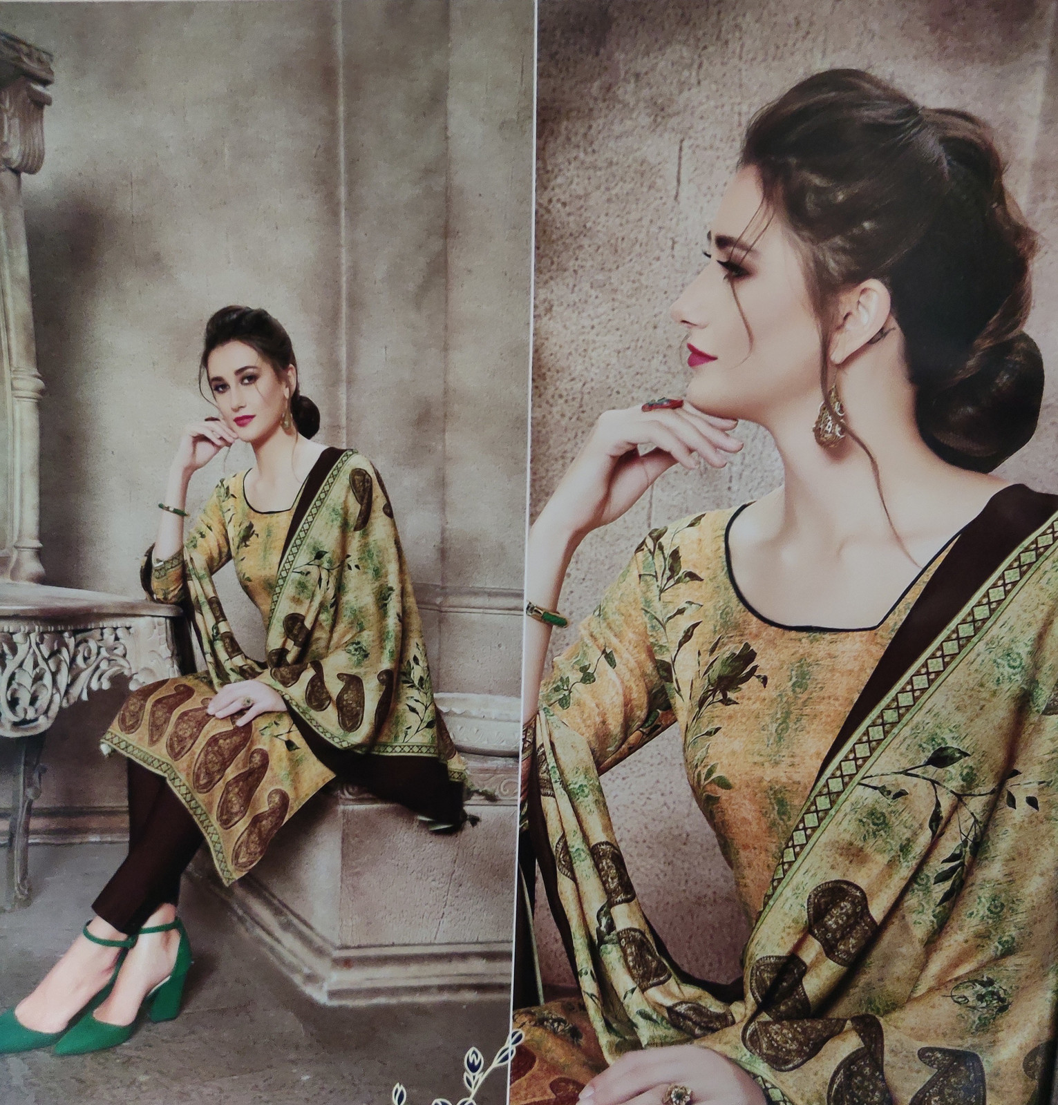 Shimti Wool Printed Salwar Suit Material () – Multicolor – view 3
